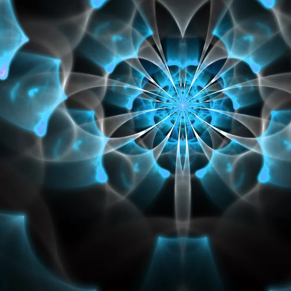 Dark blue fractal flower, digital artwork for creative graphic design — Stock Photo, Image