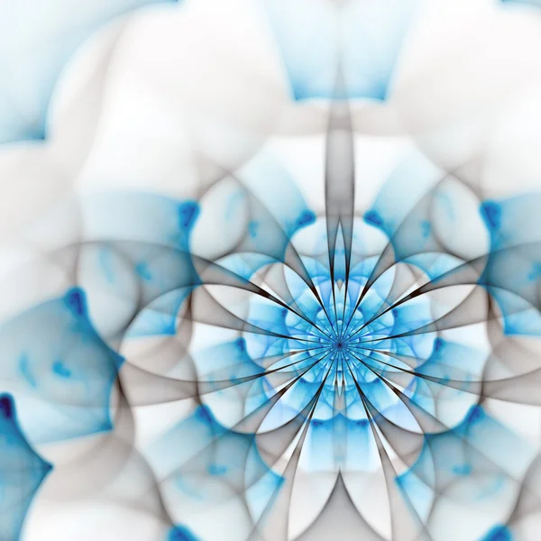 浅蓝色分形花，用于创造性平面设计的数字艺术品 — 图库照片