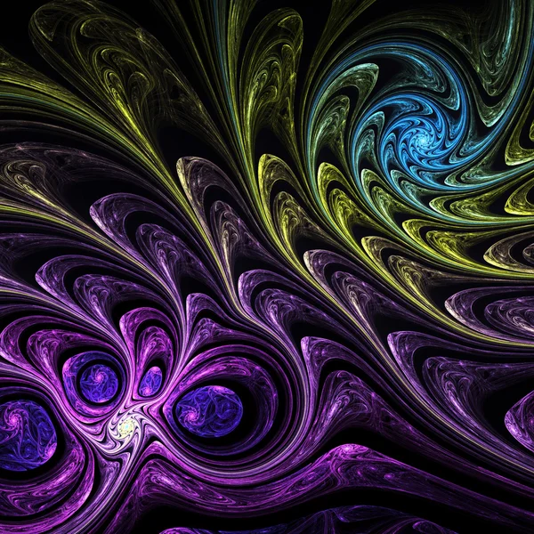 Dark colorful fractal swirls, digital artwork for creative graphic design — Stock Photo, Image