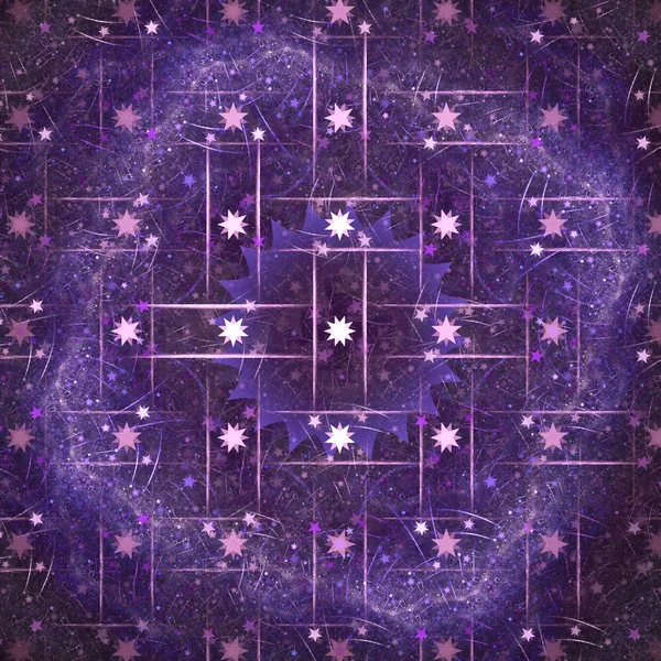 Фиолетовый фрактальный узор со звездами, цифровое оформление для творческого графического дизайна — стоковое фото