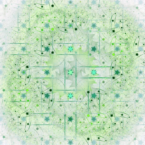 Fraktal desenle yeşil yıldız, yaratıcı grafik tasarım için dijital sanat — Zdjęcie stockowe