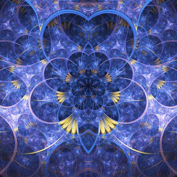 Dark blue fractal flower, digital artwork for creative graphic design — Stock Photo, Image