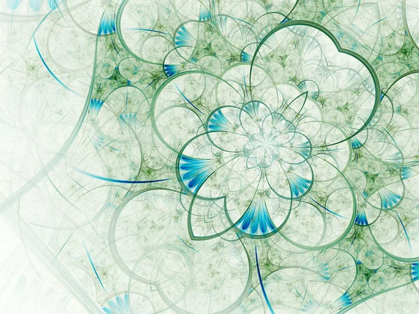 Flor fractal verde claro y azul, obra de arte digital para un diseño gráfico creativo — Foto de Stock