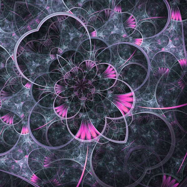 Flor fractal escura, arte digital para design gráfico criativo — Fotografia de Stock