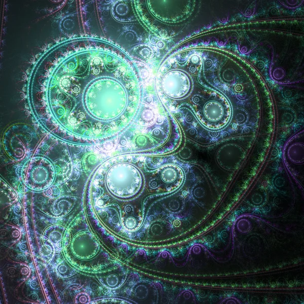 Reloj fractal verde oscuro, obra de arte digital para un diseño gráfico creativo — Foto de Stock