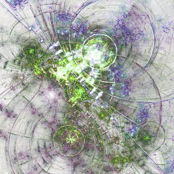 Horlogerie fractale verte et bleue, illustration numérique pour la conception graphique créative — Photo