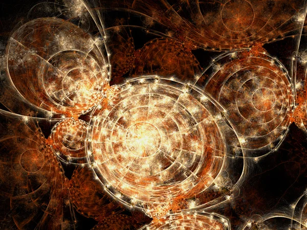 Oranje fractal uurwerk, digitale kunst voor creatieve grafisch ontwerp — Stockfoto