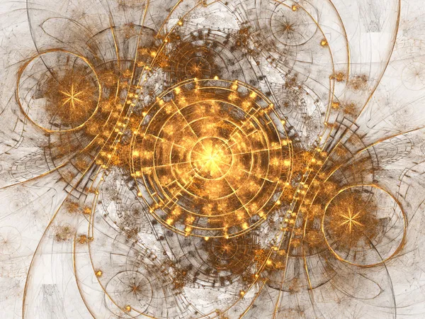 Máquina del tiempo fractal de oro, ilustraciones digitales para el diseño gráfico creativo Fotos De Stock