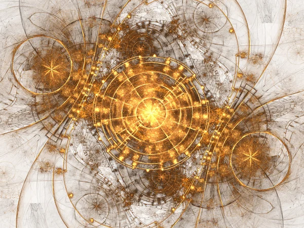 Máquina del tiempo fractal de oro, ilustraciones digitales para el diseño gráfico creativo Imágenes De Stock Sin Royalties Gratis