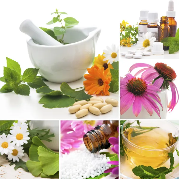 Homeopatía Collage — Foto de Stock