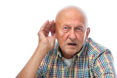 Senior man hard of hearing clipart