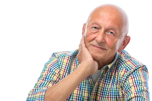 Porträtt av en glad senior man leende — Stockfoto