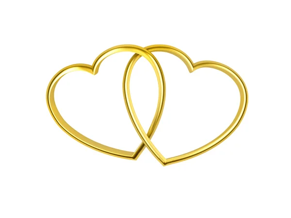 Zlaté prsteny ve tvaru srdce — Stock fotografie
