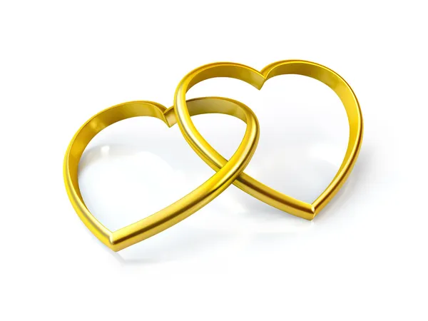 Herzförmige goldene Ringe — Stockfoto