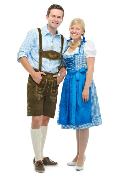 Bavarian couple in dirndl — Stock Photo, Image