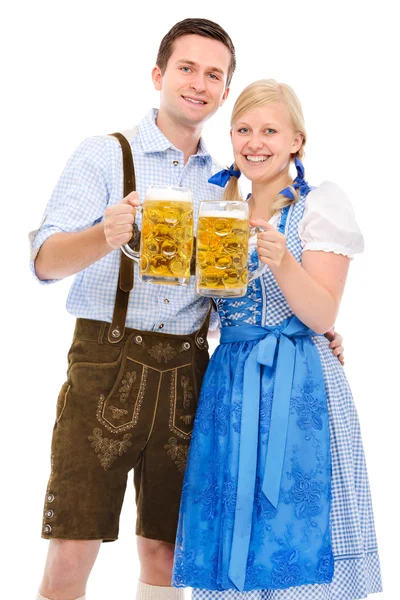 Par med öl — Stockfoto