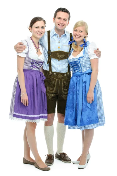 Jovens em tradicional bavarian tracht — Fotografia de Stock