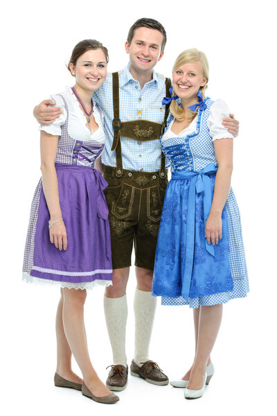 young people in traditional bavarian tracht