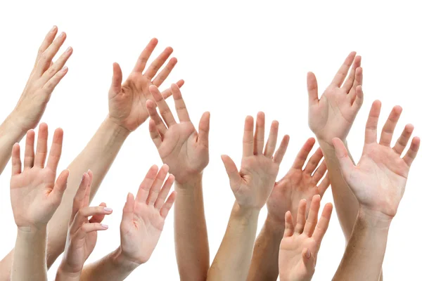 Human hands raised — Stock Photo, Image