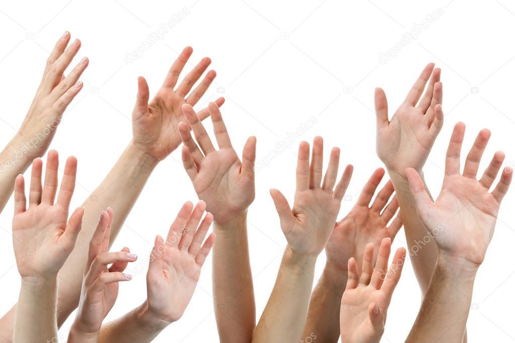 human hands raised