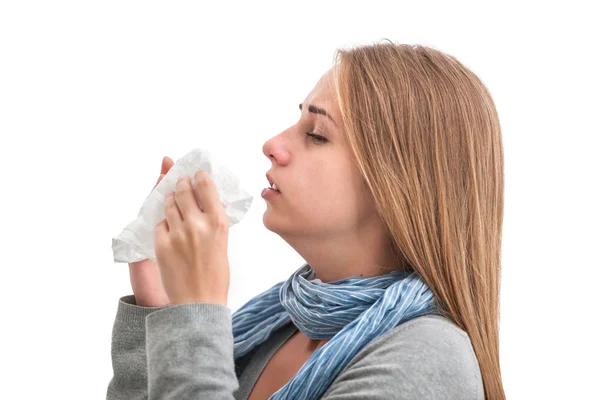 Sneezing woman — Stock Photo, Image