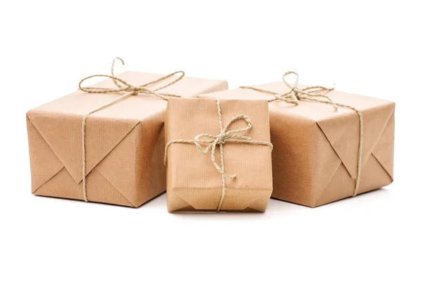 Parcels wrapped with brown paper — Stock Photo, Image