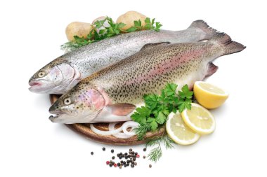 Rainbow trout with fresh herbs clipart