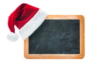 Noel Baba şapkası ile ahşap tahta