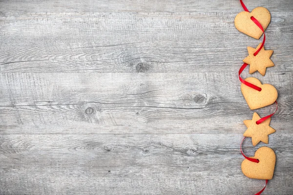 Christmas cookies met rood lint — Stockfoto
