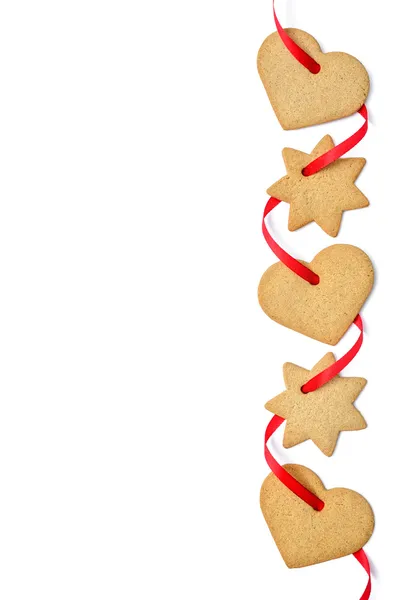 Christmas cookies with red ribbon — Stock Photo, Image