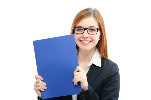 Mujer sosteniendo archivos para una entrevista de trabajo — Foto de Stock