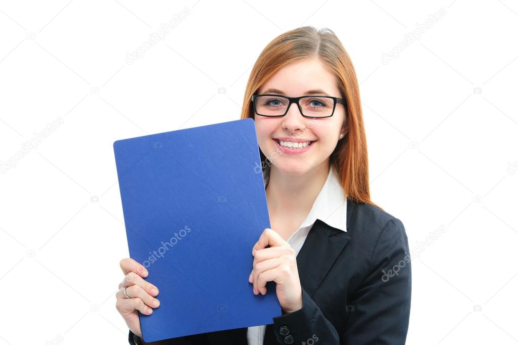 Woman holding files for a job interview