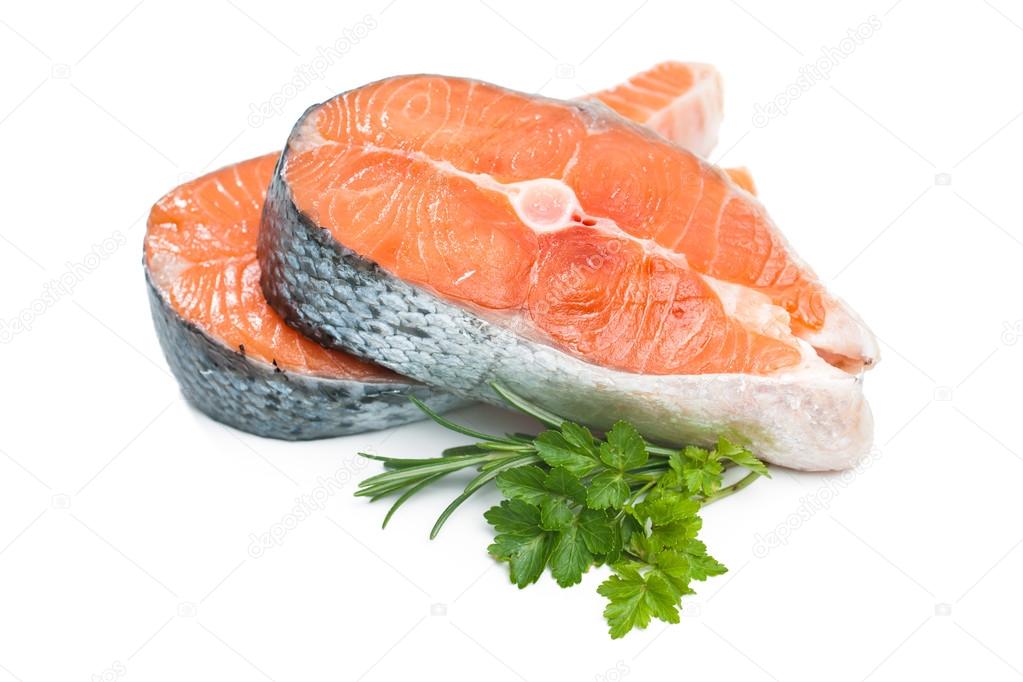 Fresh raw salmon fish steak