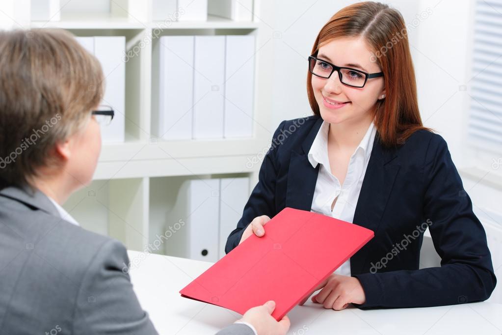 Job applicant having an interview