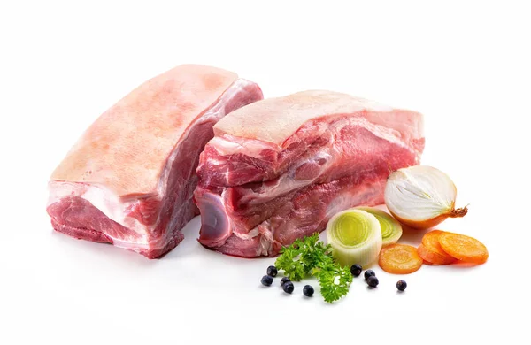 Spécialité Bavaroise Traditionnelle Franconienne Épaule Porc Crue Fraîche Portions Avec — Photo