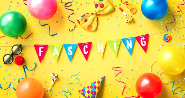 Colorful Carnival Party Background Pennant Chain Balloons Streamers Confetti Funny — Stock Photo, Image