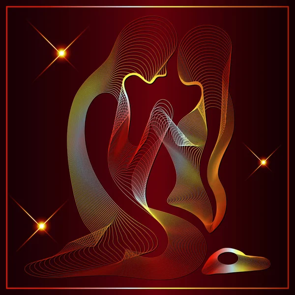 Stylized Couple Love Valentine Symbol Vector Illustration — Vetor de Stock