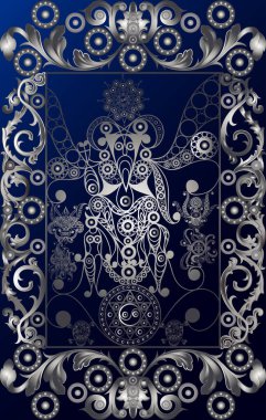 Gizli tarot kartı ile soyut grafik tasarım. Major Arcana - şeytan. Davet, el ilanı, etiket, poster, afiş, kart, etiket, kapak, web için uygundur. Vektör çizim.