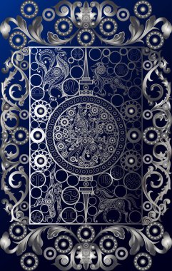 Gizli tarot kartı ile soyut grafik tasarım. Major Arcana - Çarkıfelek. Davet, el ilanı, etiket, poster, afiş, kart, etiket, kapak, web için uygundur. Vektör çizim.