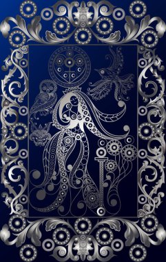 Gizli tarot kartı ile soyut grafik tasarım. Major Arcana - İmparatoriçe. Davet, el ilanı, etiket, poster, afiş, kart, etiket, kapak, web için uygundur. Vektör çizim.