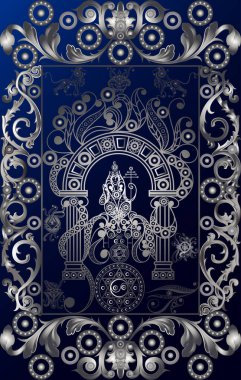Gizli tarot kartı ile soyut grafik tasarım. Major Arcana - Hierophant. Davet, el ilanı, etiket, poster, afiş, kart, etiket, kapak, web için uygundur. Vektör çizim.