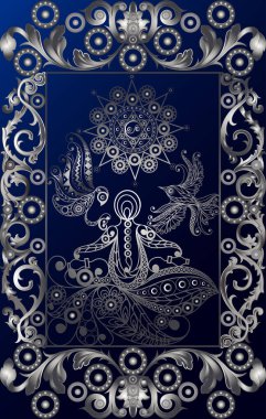 Gizli tarot kartı ile soyut grafik tasarım. Major Arcana - Star. Davet, el ilanı, etiket, poster, afiş, kart, etiket, kapak, web için uygundur. Vektör çizim.