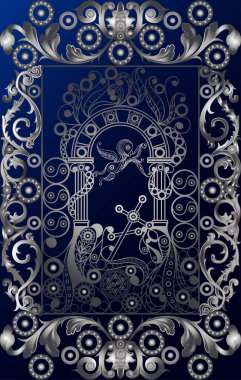 Tarot kartlı grafiksel soyut tasarım. Binbaşı Arcana - Yargılama (Melek). Vektör illüstrasyonu.