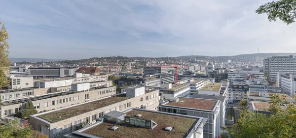 Stuttgart Baden Wuttenberg Almanya Parlak Sonbahar Işığında Çekilen Modern Binaların — Stok fotoğraf
