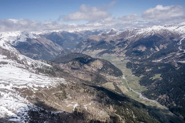 Aerial Shot Small Plane Italian Austrian Border Resia Pass Engadin — Stok fotoğraf