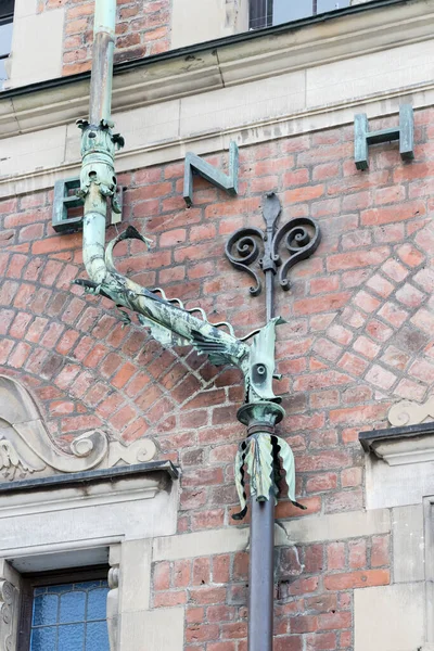 Detalhe Tubulação Drenagem Ornamentada Edifício Histórico Tiro Luz Brilhante Copenhague — Fotografia de Stock
