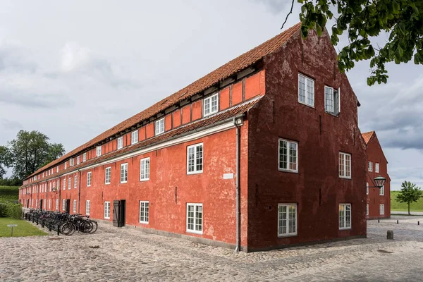 Cityscape Parked Bicycles Historical Military Buildings Kastellet Fortification Shot Bright — 스톡 사진