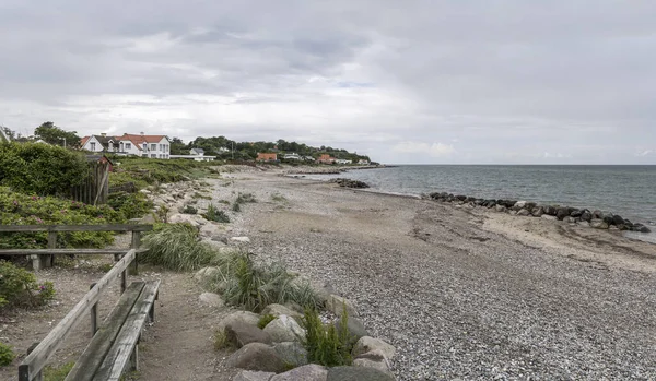 Landscape Stony Beach Shore Kattegat Sea Shot Stormy Light Gilleleje — Fotografia de Stock