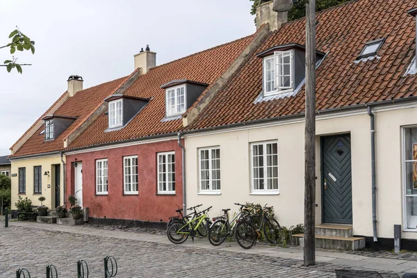 Cityscape Traditional Picturesque Terraced Houses Dormers Roofs Shot Bright Cloudy — 스톡 사진