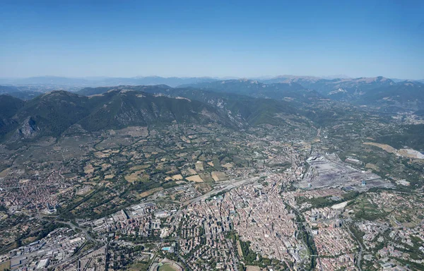 Luftaufnahme Aus Einem Kleinen Flugzeug Von Der Historischen Industriestadt Terni — Stockfoto